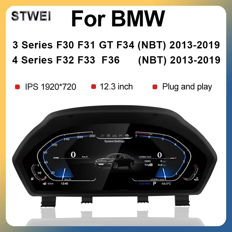 Factory Price Car LCD Dashboard Digital Cluster Instrument 12.3 Inch Panel Linux System for BMW 3Series F30 4Series F32