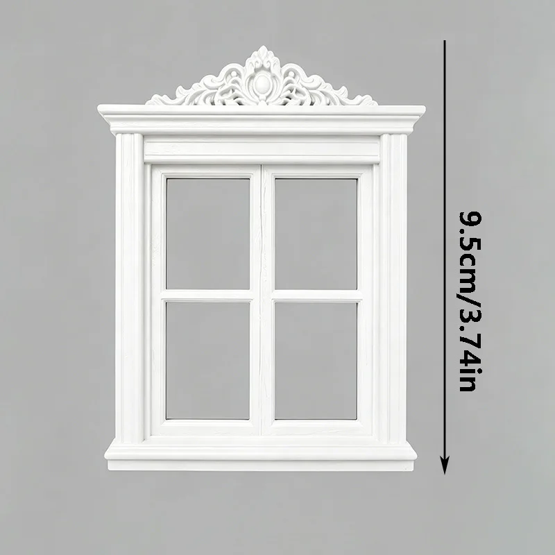 Victorian Dollhouse Mini Window Frame, Elegant Carved Window Accessory for Miniature House Building, Diorama Layout &Home Scene