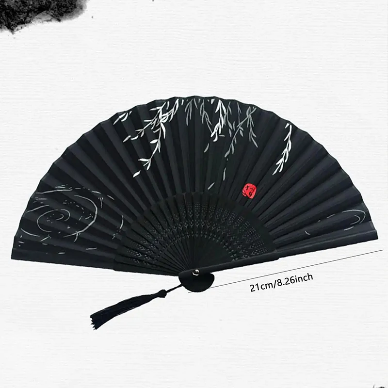 1pcs - Chinese style black vintage hand fan folding fan Chinese dance party folding fan