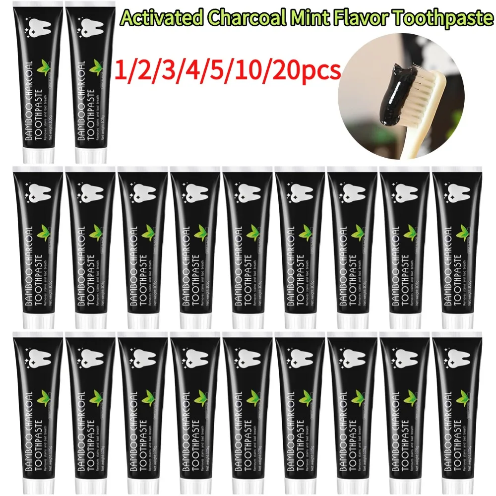 

Teeth Whitening Activated Charcoal Mint Flavor Natural Toothpaste Remove Yellow Teeth Strong Deep Cleaning Teeth Stain Oral Care