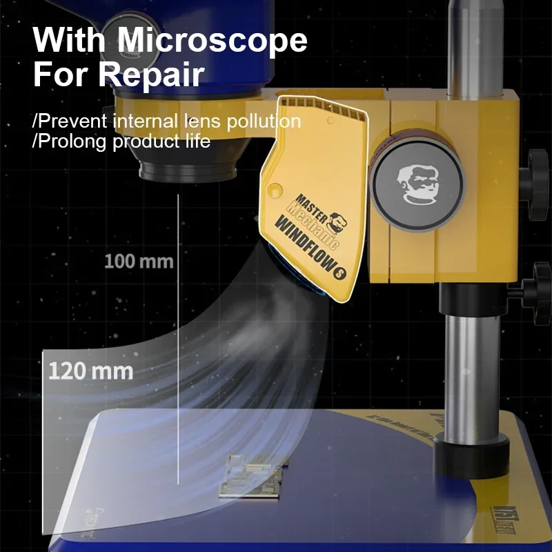 Imagem -03 - Mecânico fã de Exaustor de Fumaça Instrumento de Extração de Fumos Placa-mãe Pcb Reparação de Solda Windflowers Microscópio Solda Windflowers