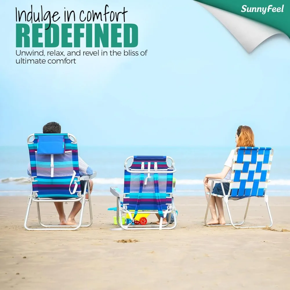 كرسي شاطئ طويل القامة قابل للطي خفيف الوزن ومحمول وشديد التحمل بوزن 500 رطل مع حامل أكواب للتخييم في الهواء الطلق والنزهات