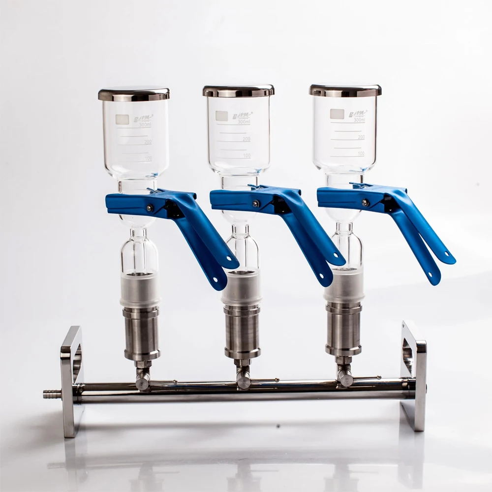 IKEME 1/3/6 Way Branches Vacuum Filtration Manifolds Stainless Steel Funnel Filter Laboratory Solvent Filtration Device