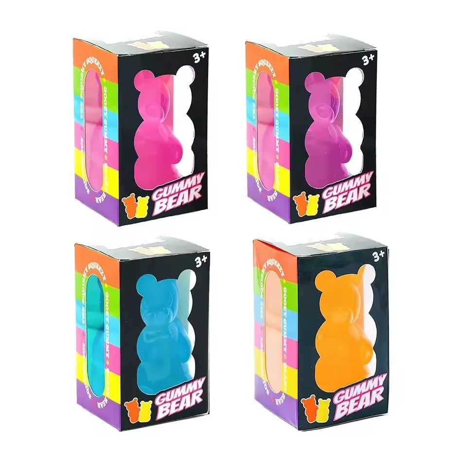 Soft Candy Solid Color Cute Bear Maltose Pinch Music TPR Stress Relieving Toy Sensory Toy Creative New Product Desktop Decoratio