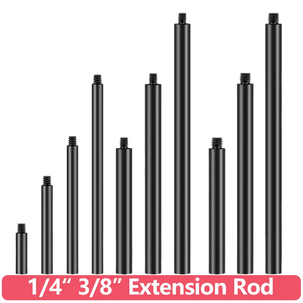 Tige d'extension en alliage d'aluminium, filetage mâle femelle, poteau de Support multi-tailles pour équipement d'éclairage d'appareil photo, montage 1/4 "-20 et 3/8"-16