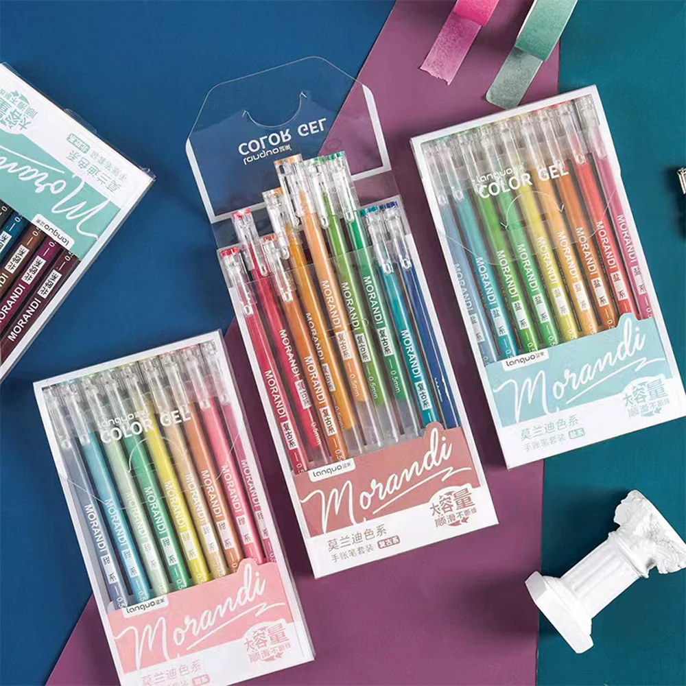 9 Pcs Colored Gel Pens Set Kawaii 9 Colors 0.5mm Ballpoint Pen for Journal Cute School Stationary Supplies