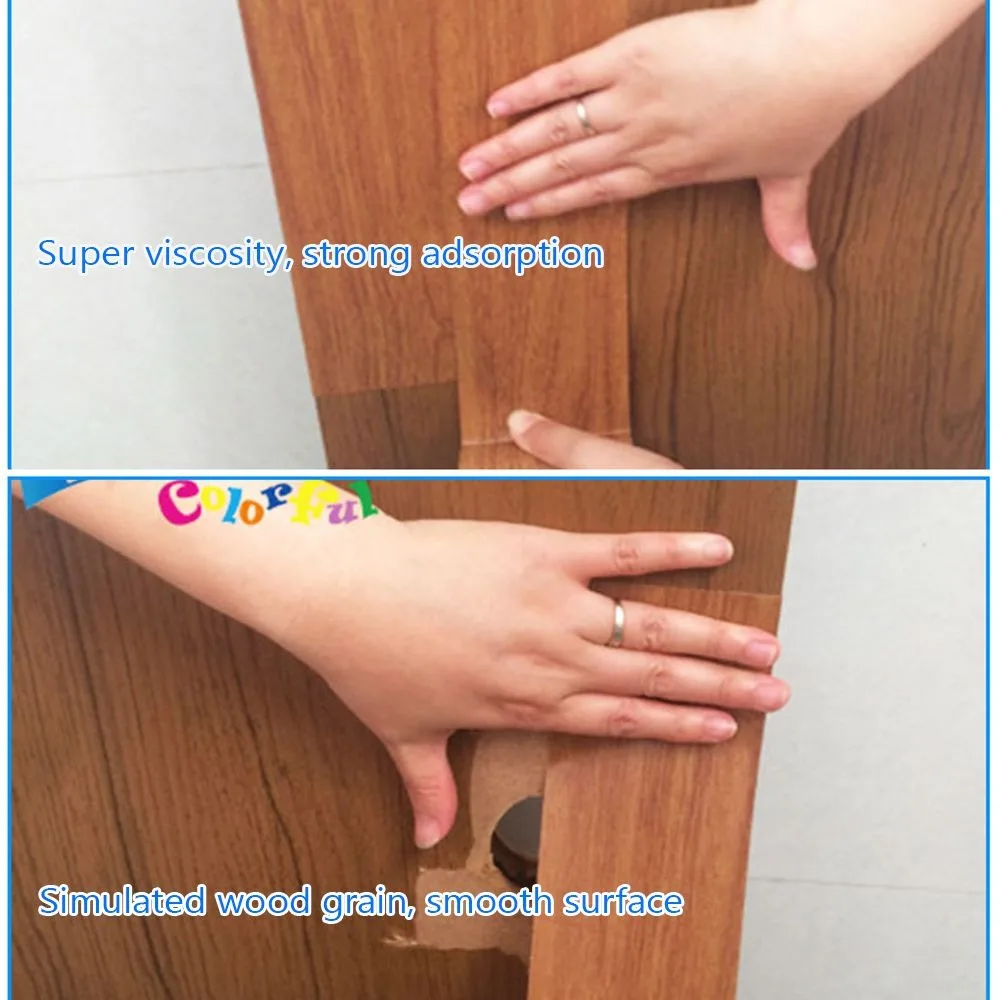 5M/Roll Self-adhesive Furniture Repair Tape DIY Wood Grain Door Decals Mildew-proof Realistic Skirting Line Home Decoration