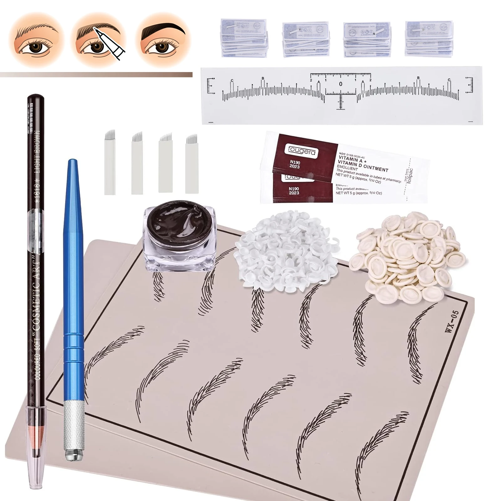 

Eyebrow Microblading kit Eyebrow Micro Needling Pen Set with Pigment Practice Skin Pencil for Eyebrow Tattoo Permanent Makeup