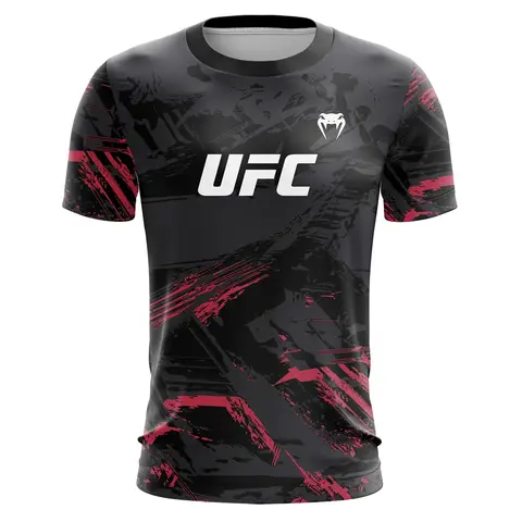 Ufc masculino moda manga curta ginásio correndo em torno do pescoço camiseta mma treinamento exercício ginásio esporte topos leve jogador camisa