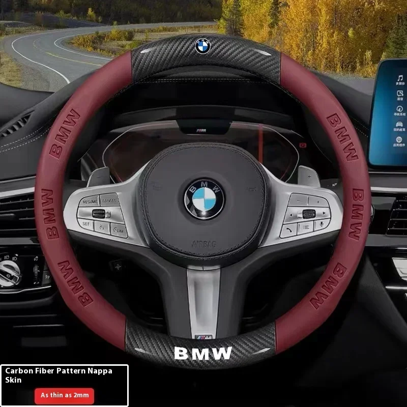 

For BMW M3 M4 M5 E39 E46 E60 E90 E91 F01 F10 F20 F30 G20 G30 X1 X3 X5 X7 Car Anti-Slip Carbon Fiber Leather Steering Wheel Cover