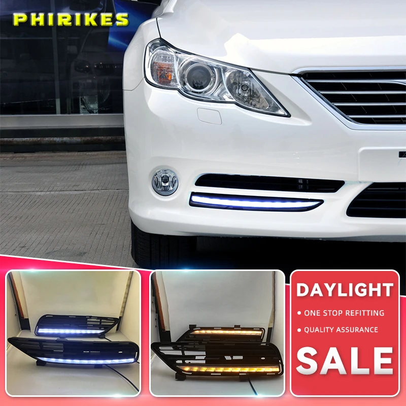 

1Pair DRL For Toyota MARK X REIZ 2010-2013 LED DRL Daytime Running Light With Turn Signal Fog Lamp