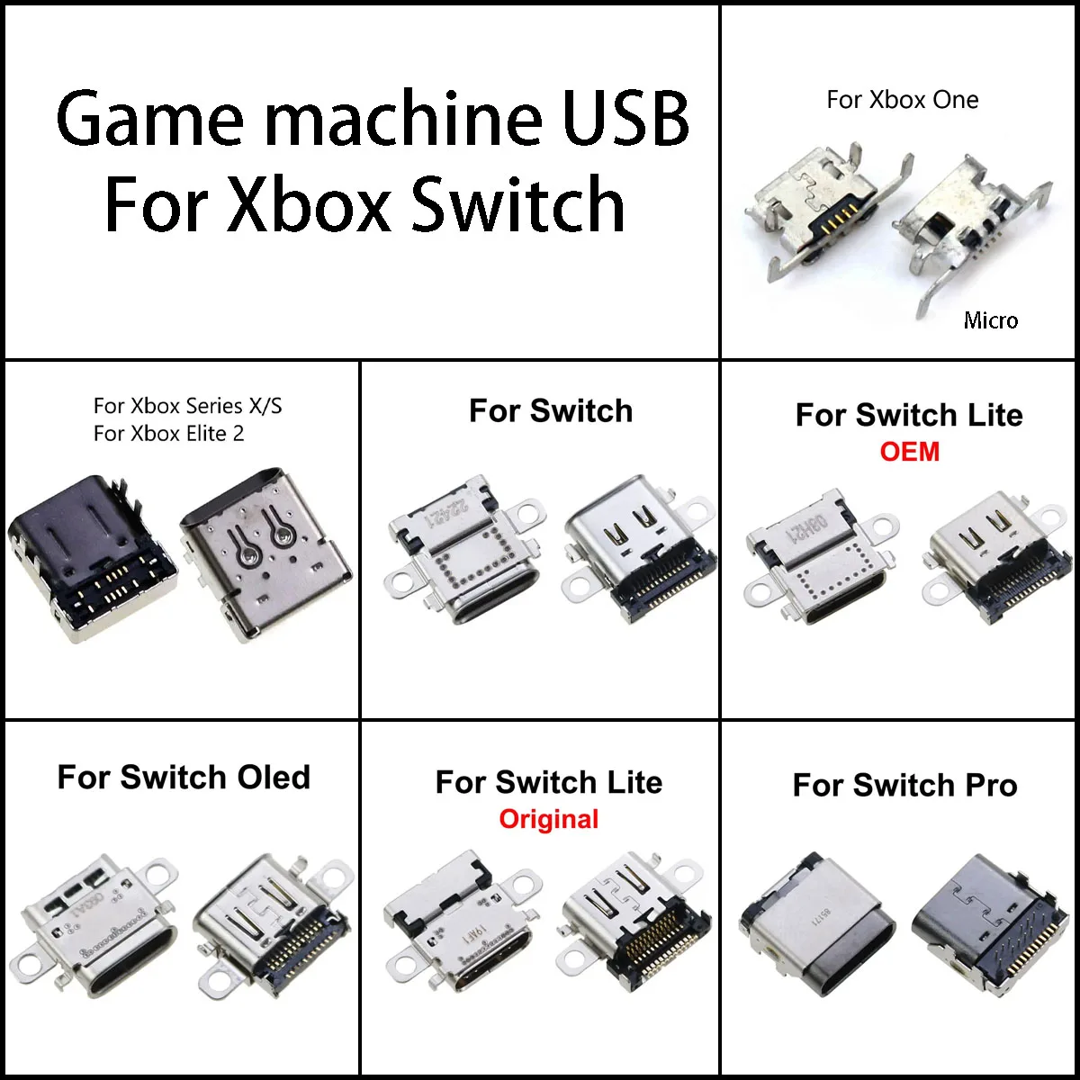 1PC For Nintendo Switch NS Oled Lite Pro Xbox One Xbox Series Xsx Original USB Female Type-C Power Charging Port Connector OX