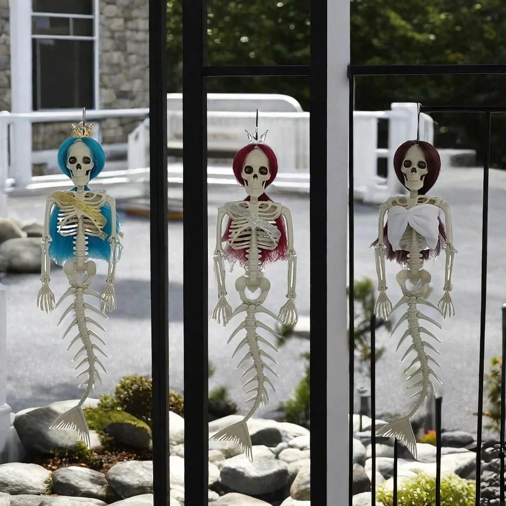 

New Halloween Hanging Mermaid Bone Pendant Horror Outdoor Courtyard Originality Party Pendant Halloween Holiday Decoration