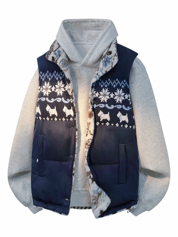 

Double-Sided Wearable Thiened Lamb Fur Lined Cotton Jaet for Men Warm Sli American Brand Winter Outerwear Vest