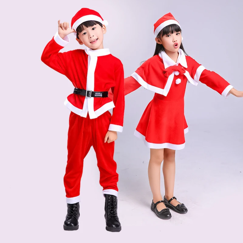 2025 Children\'s Santa Claus Red Classic Christmas Costume Santa Claus Role Playing Costume New Year Carnival Party Costume