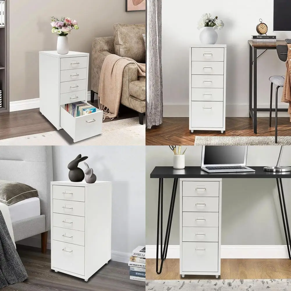 

Мобильный органайзер для документов с 5 полками и замком, белый, для домашнего офиса и подставка для принтера