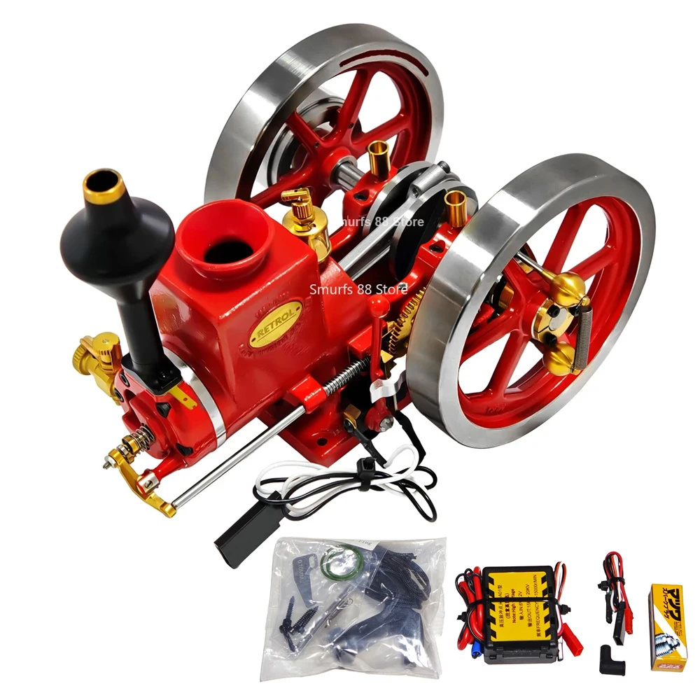 

Модель горизонтального двигателя MUSA, металлическая модель ретро-двигателя, четырехтактный двигатель жаба с водяным охлаждением, 7 куб.см, модель Hit and Miss Toys HM-01