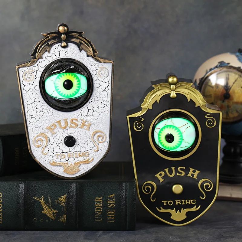 Led leuchtende hängende Türklingel, Haunted-Halloween-Türklingel, Party-Dekoration, leuchtende Horror-Requisiten, gruselige Augen mit Tonlichtern