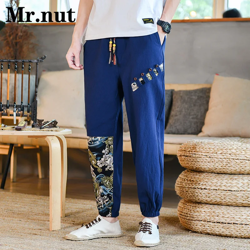 

New Cotton Linen Men's Trousers Clothes Harajuku Wide Leg Pants Unisex Summer Travel Fashion Slacks Casual Baggy Jogger Pants