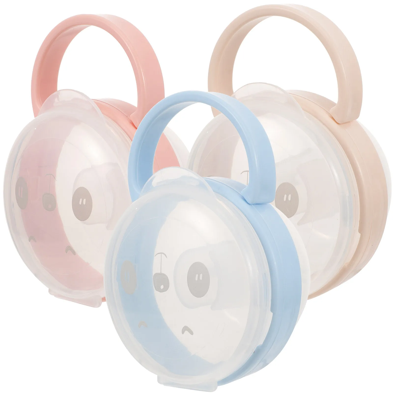 

3Pcs Baby Pacifier Storage Box Portable Handle Design Compact Pacifier Holder Case Travel Use Teether Container