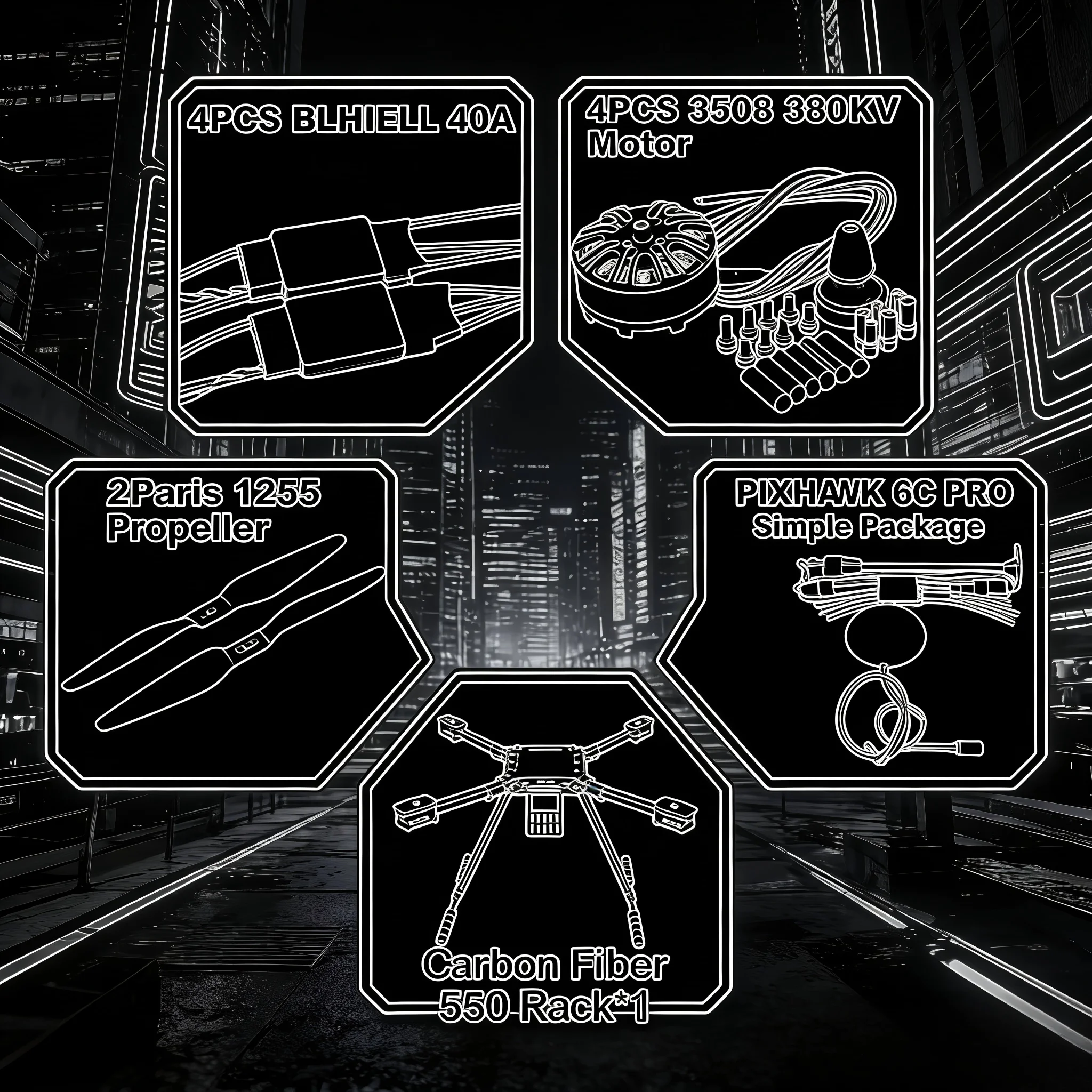 

F550 Hexa Frame PIXHAWK 6C PRO M8N/M9N/M10 Flight Control Carbon Ardupilot Radio Telemetry Quadcopter 40A ESC 3508 380KV Motor