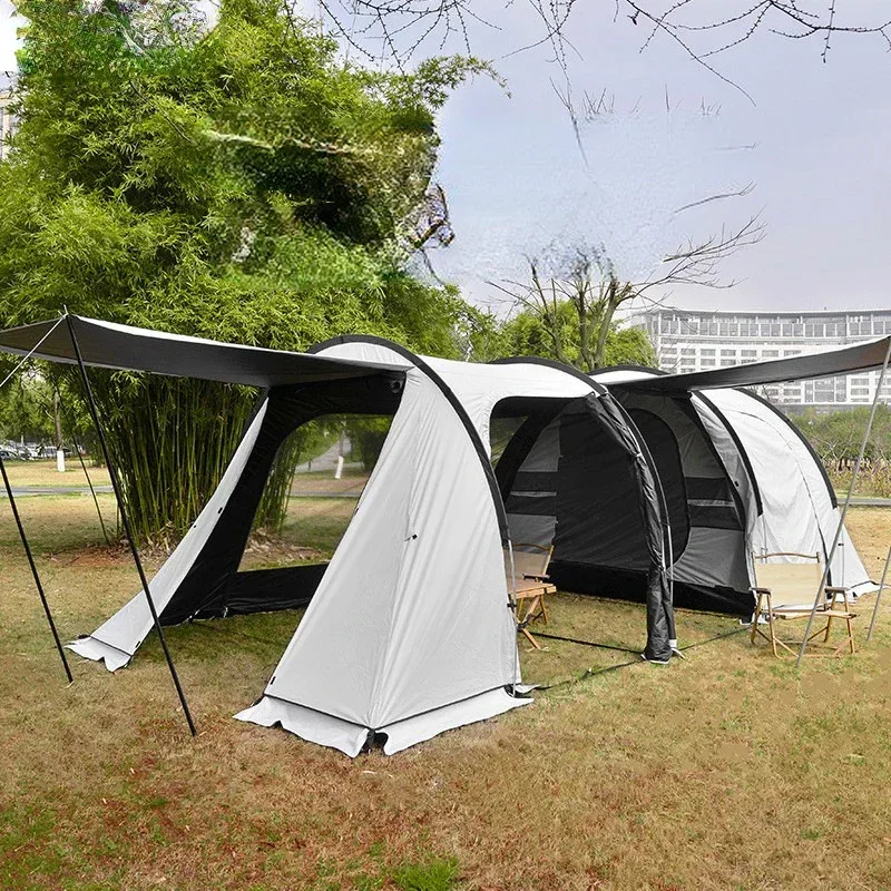 

YOUSKY Tunnel Tent Camping Canopy Two Bedrooms and One Living Room 5-person Vinyl Family Camping Tent