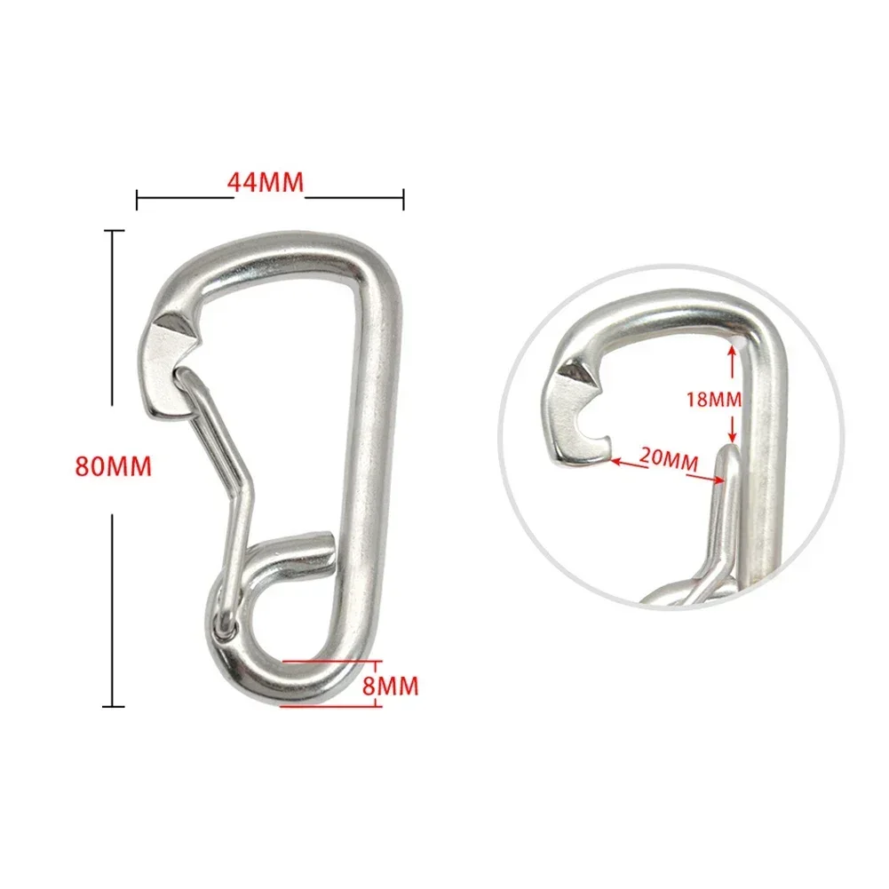 Accessory Carabine Carabiner Diving Hook Lightweight 80mm Portable Safety Scuba 316 Stainless Steel Anti-corrosion