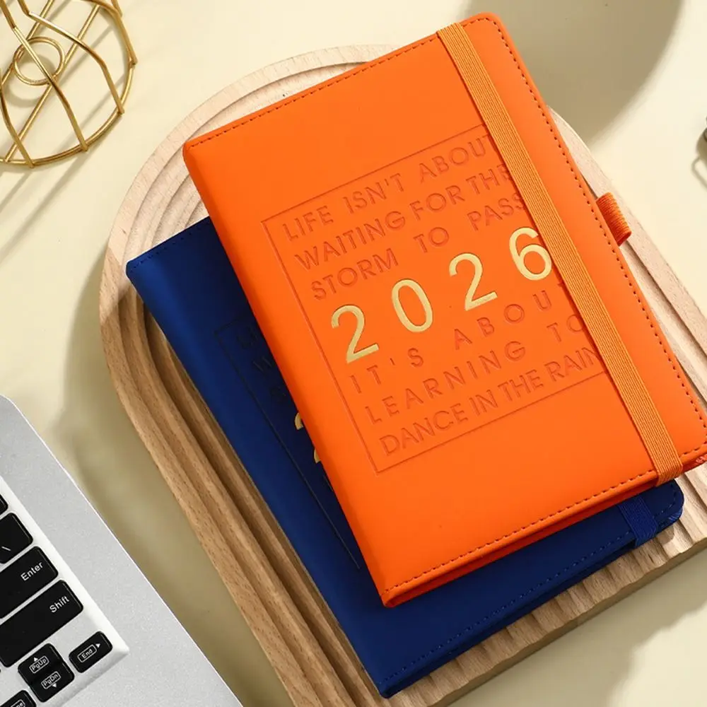 English 2026 Schedule Planner Notepad 12 Months Wear-resistant A5 Agenda Planning Notebook Bookmark Portable Diary Writing Pads