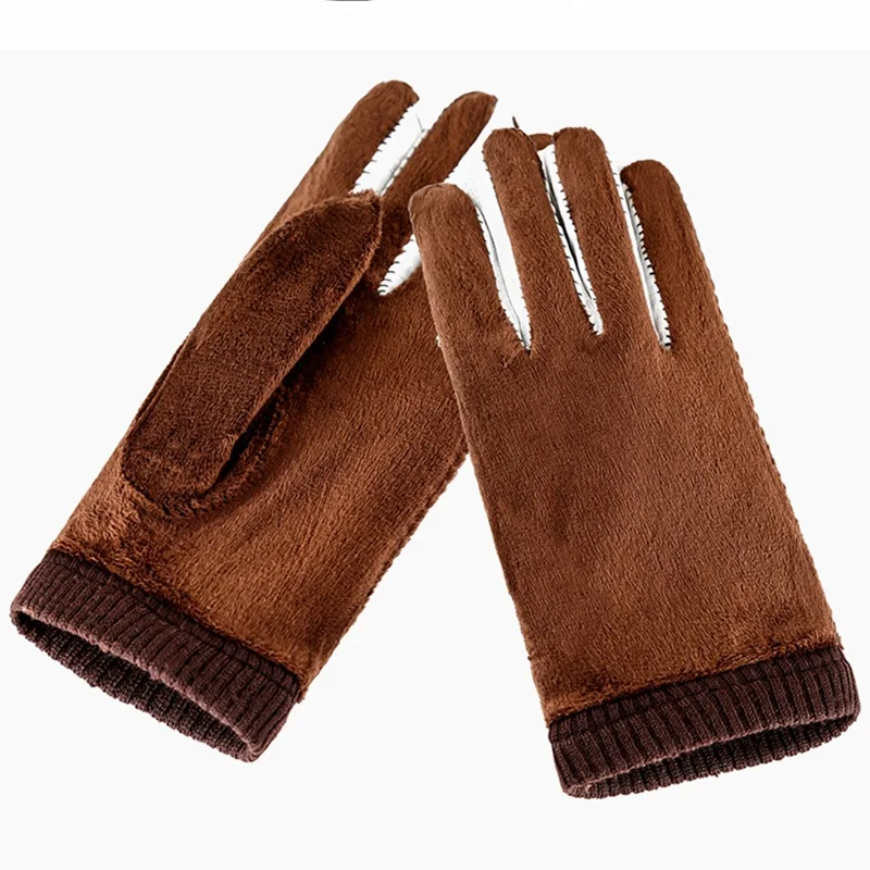 Mens Genuine Leather Gloves with Cashmere Lined Warm Touchscreen Sheepskin Winter Gloves