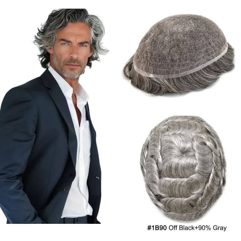 

8x10 дюймов система волос мужские человеческие волосы парик полная кружевная основа серый | На юбилейные цвета 1B40 # 613 лет позже