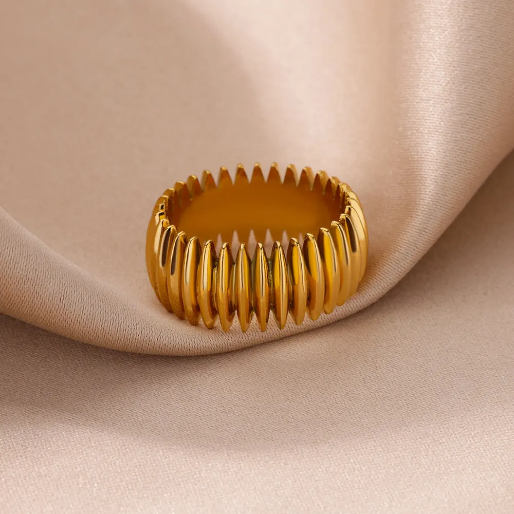 Stainless Steel Punk Striped Ring for Men and Women Gold Color Wedding  Aesthetic Finger Ring Minimalist Jewelry Accessories BFF