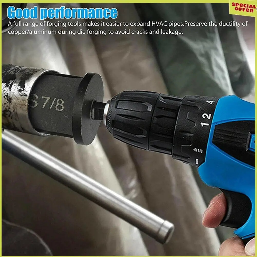 

A34R Hex Handle Air Conditioner Copper Pipe Swaging Tool, Swaging Tool Drill Bit Set Tube Flaring Tool Expander Repairing Set