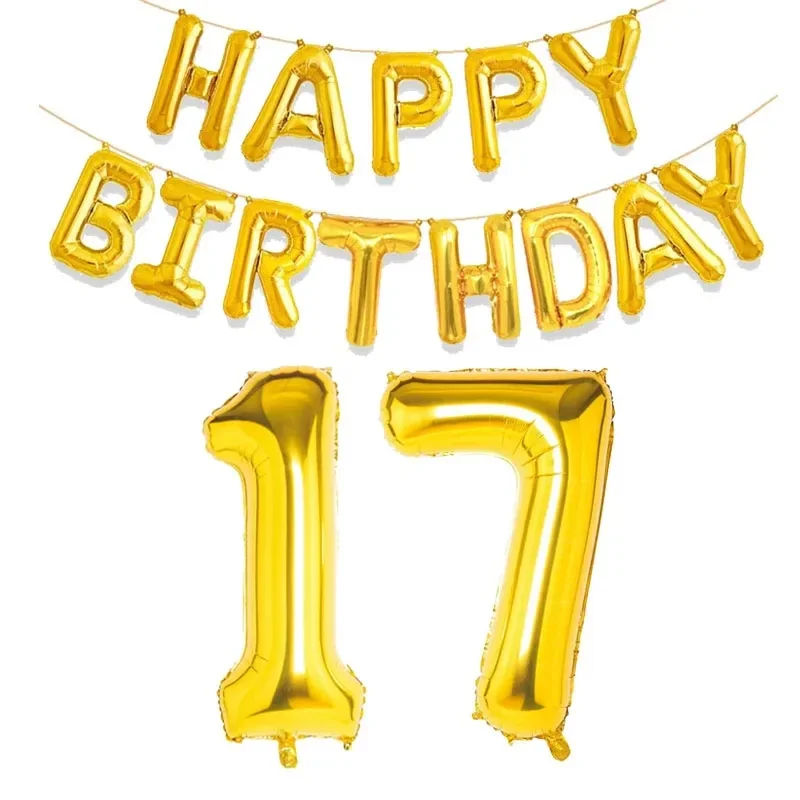 15 Stück goldene alles Gute zum Geburtstag mit Zahlen-Folienballons für Kinder und Erwachsene, Party-Dekoration, Junge, Mädchen, 10, 18, 20, 25, 30, 35, 40, 50, 60 Jahre alt – Detail 10
