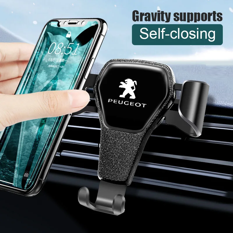 Car Gravity Mount GPS Mobile Phone Holder Vent Clip For Peugeot 206 301 307 308 3008 207 208 407 508 2008 408 4008 106 107 205