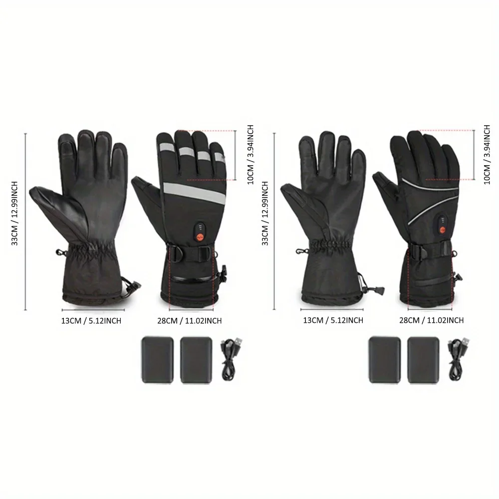 Bicycle Heating Gloves Reflective Strip 6000mAh Capacity Windproof and Rainproof Motorcycle Gloves Anti Slip Skiing Gloves