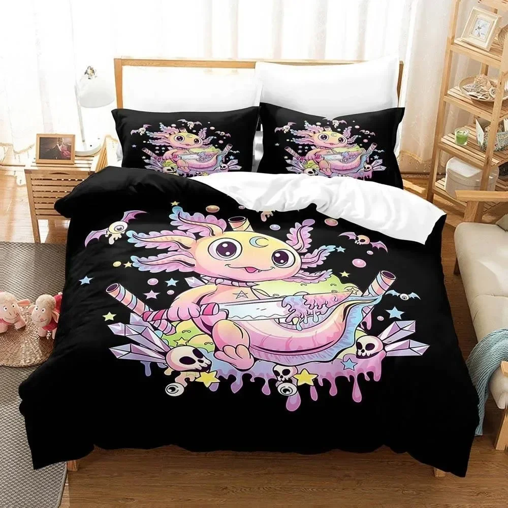 

Fashion Cartoons Game Gamesolotl Axolochi Bedding Set Single Twin Full Queen King Size Bed Set Adult Kid Bedroom Home Textiles