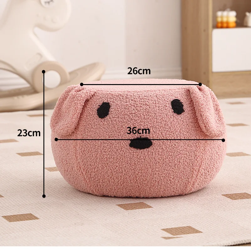 Internet famous lamb plush stool, home living room, low stool, solid wood, shoe changing stool, foot stool, and seat pier