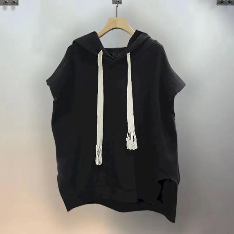 Solid Hooded Sleeveless T Shirts For Men Women Korean Trendy Handsome T-shirt Casua Loose Waistcoat Spring Summer Fashion Tshirt