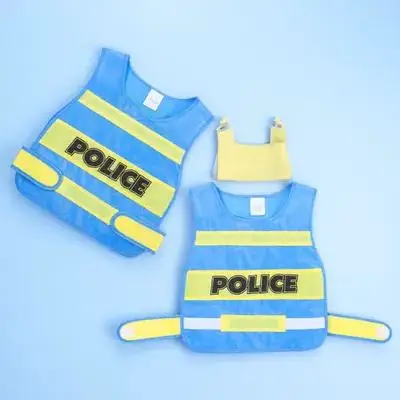 

2pcs Kids Police Vest Toddler Cosplay Costume Children Role Play Dress Up Supplies Party Event Performance Playtime Soft