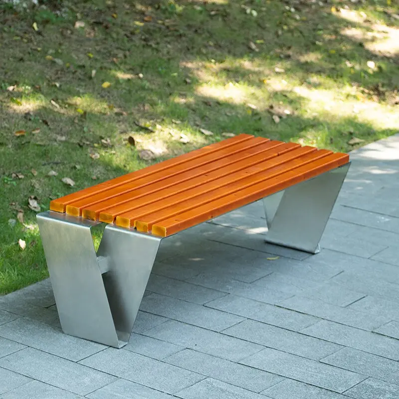 Garden Park Benches Composite Bench Slats for Garden Stainless Steel Outdoor Furniture Modern