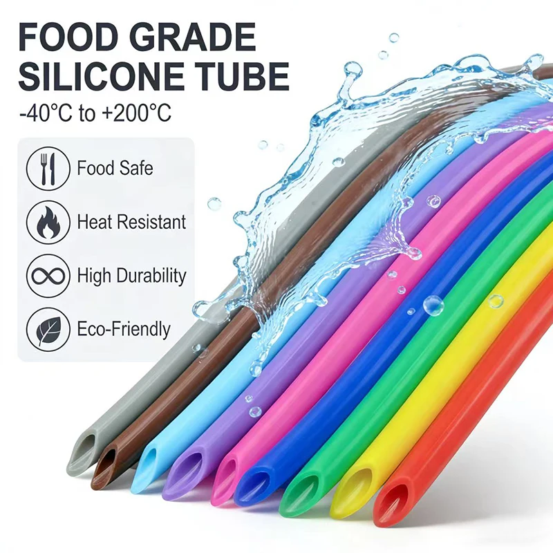 Colorful Food Grade Silicone Garden Hose 2-16mm ID Anti-Aging Temperature Resistant Easy Clean Aquarium Tubing 3/10M Length