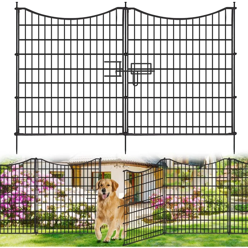 

18 Panels No Dig Decorative Fence with Gate, 33 in(H) X 40.5 ft(L) Tall Garden Fence Animal Barrier, Rustproof Metal Wire Edging