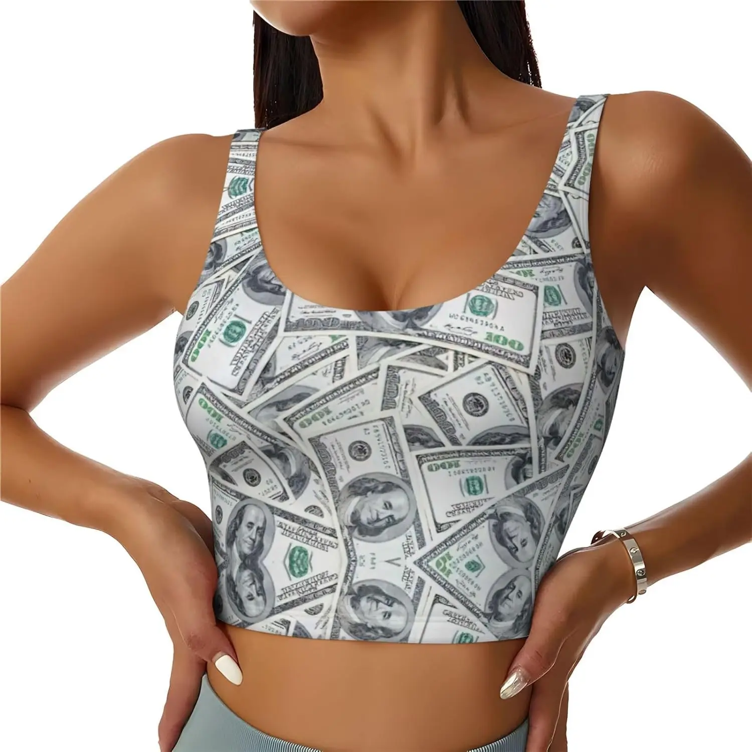 

Funny Dollar Money Print Sports Bra For Women, Seamless Sports Bras Vest, For Running Workout Bra Yoga Bra