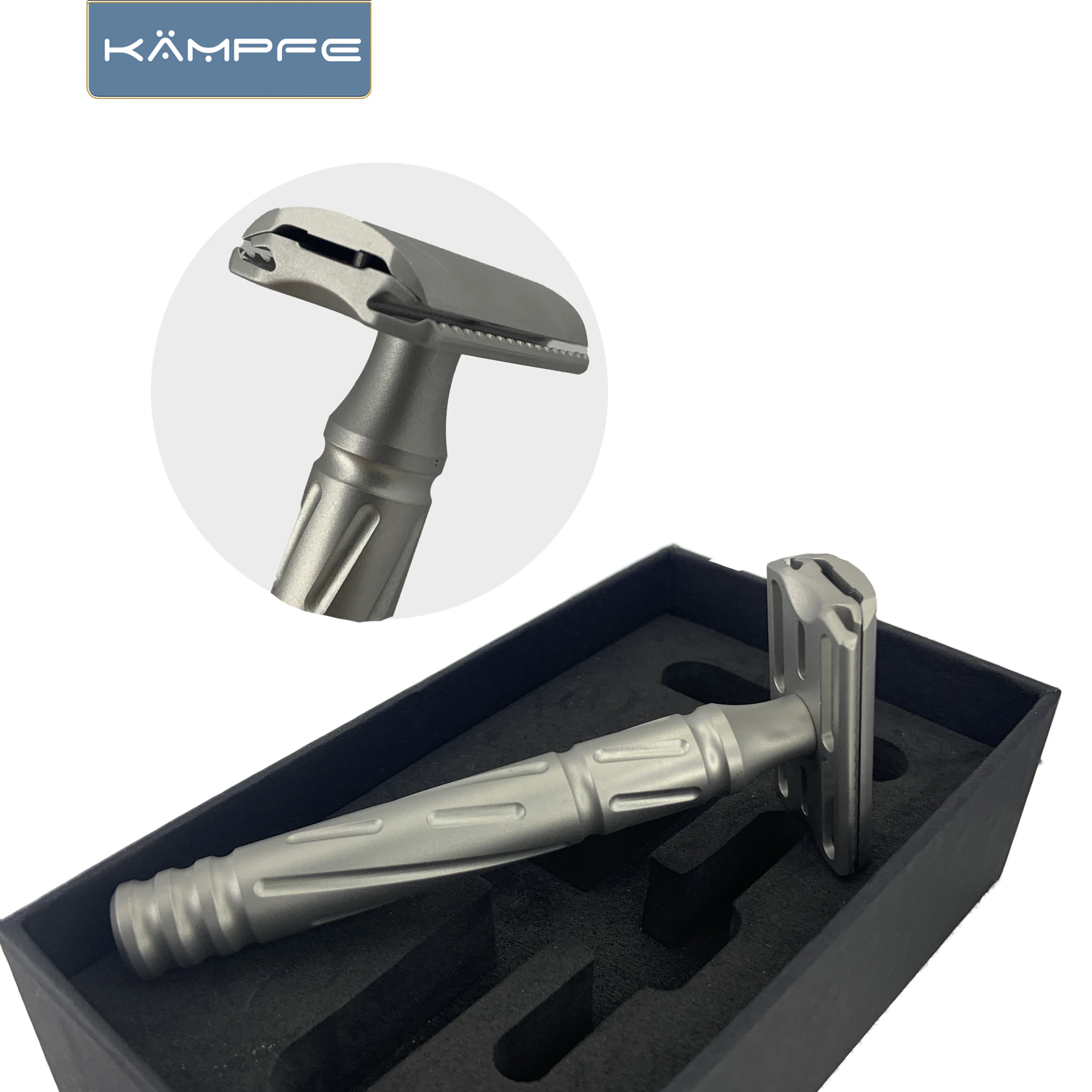 KAMPFE CNC ماكينة حلاقة آمنة تقليدية للرجال ذات حافة مزدوجة من الفولاذ المقاوم للصدأ للاستخدام اليومي ماكينة حلاقة اللحية