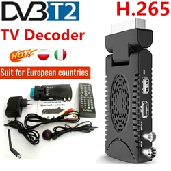 DVB-T2 SCART 디지털 지상 TV 리시버, TDT HD 1080P TV 디코더, 셋톱 박스 DVB T2 IPTV TV 튜너, 지지대 와이파이, EU H.265