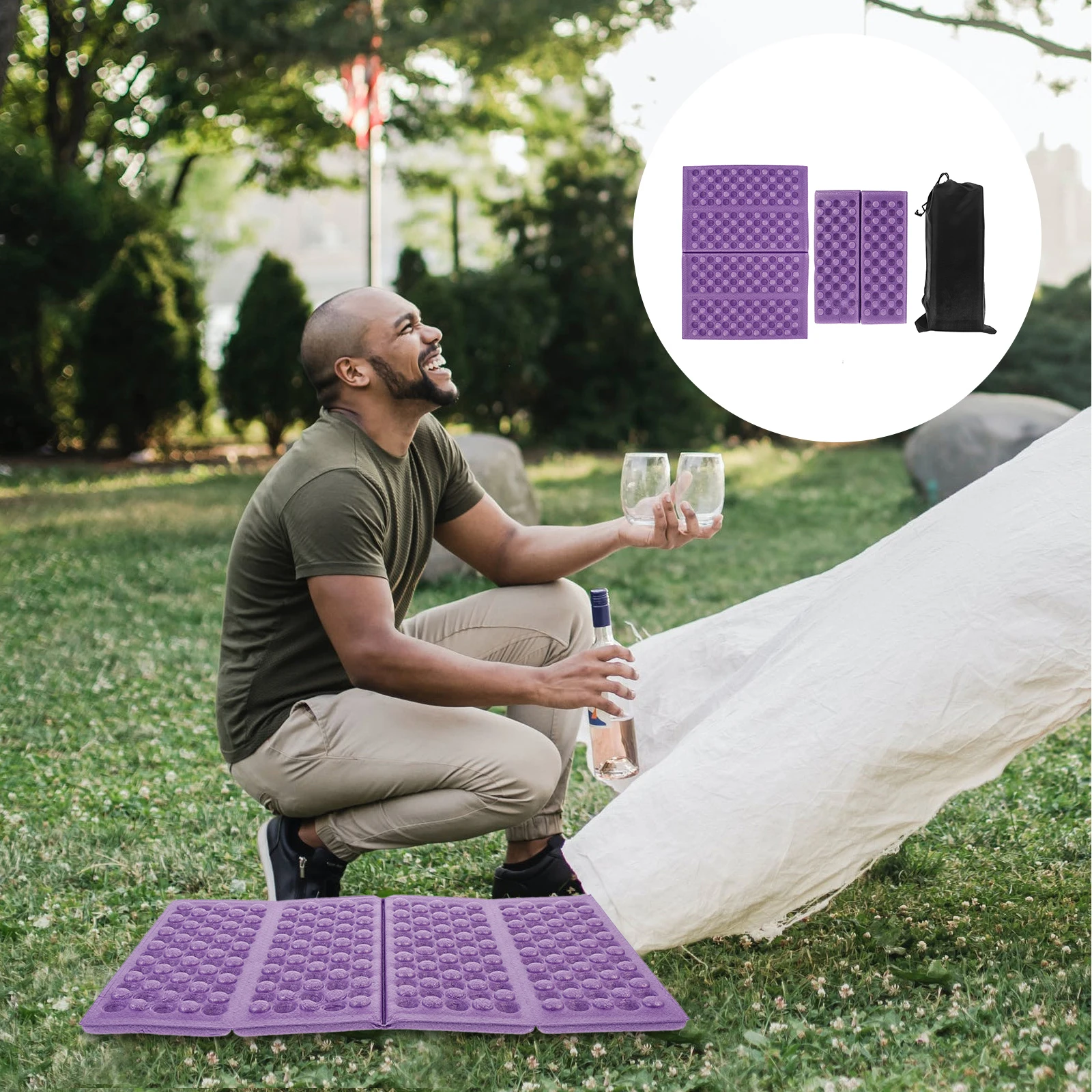 

2pcs Folding Extra Thick Portable Picnic Outdoor Camping Mat Waterproof Bright Color Xpe Material Easy Fold Durable For Family