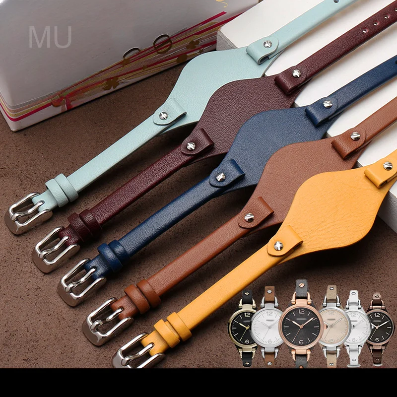 For Fossil Es2830 Es3060 Es3077 Female Watch Series with U-shaped Interface Bottom Stand Soft Sweatproof Watchbands 8mm