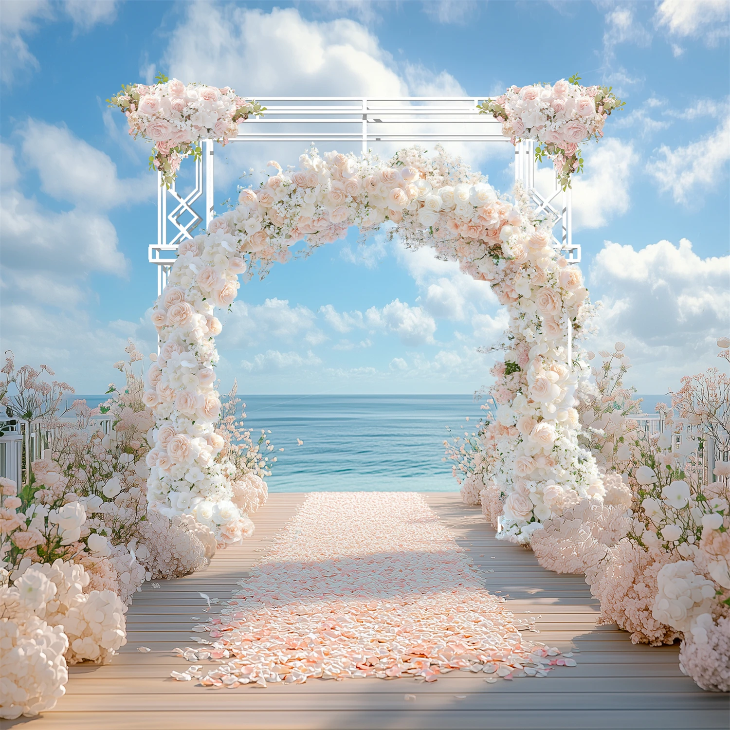 qp-Modern White Wedding Arch Archway Stand Celebration Ceremony Backdrop Stand Garden Trellis Proposal, Bridal Party-
