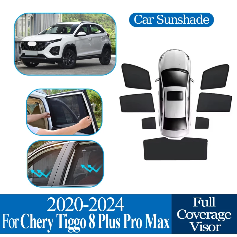 

Для Chery Tiggo 8 Plus Pro Max 2020 ~ 2024 автомобильная магнитная сетка солнцезащитный козырек солнцезащитный козырек защита конфиденциальности автозапчасти