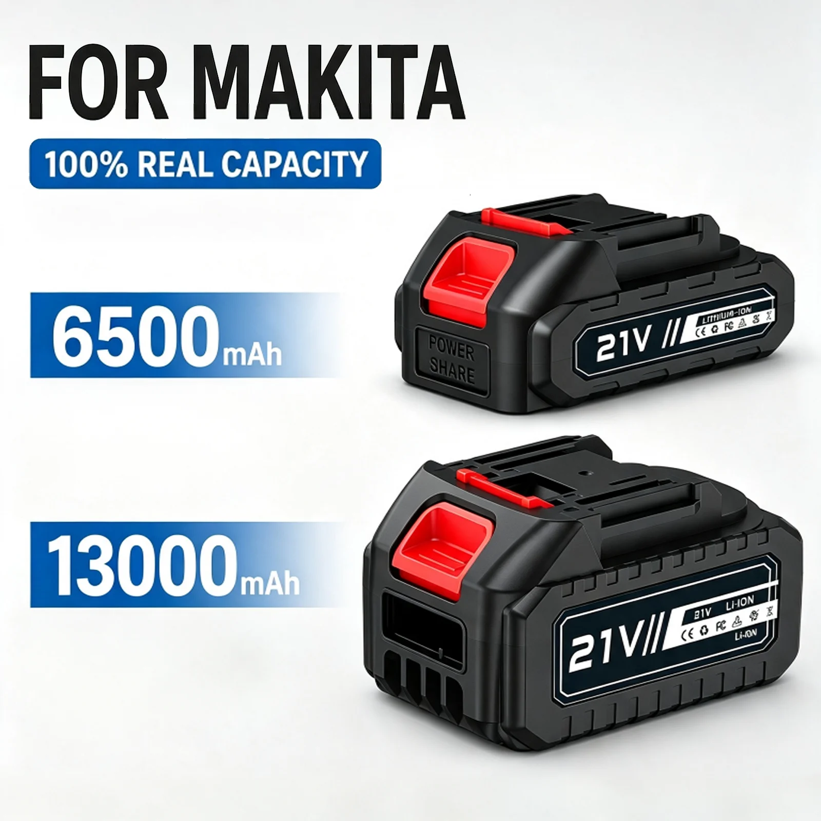 Batterie lithium-ion 21V, pack de 10 cellules rechargeables avec protection 3MOS, remplacement pour outils électriques sans fil, perceuse, tronçonneuse, meuleuse